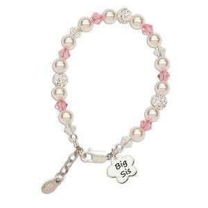 NEW CHERISHED MOMENTS sterling silver big sis bracelet with flower charm in whit